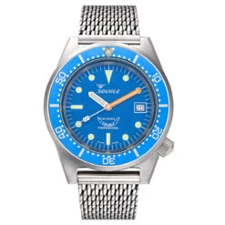 Squale 1521 Swiss Made Diver's Watch Blue Dial, Blasted Case - Mesh Bracelet