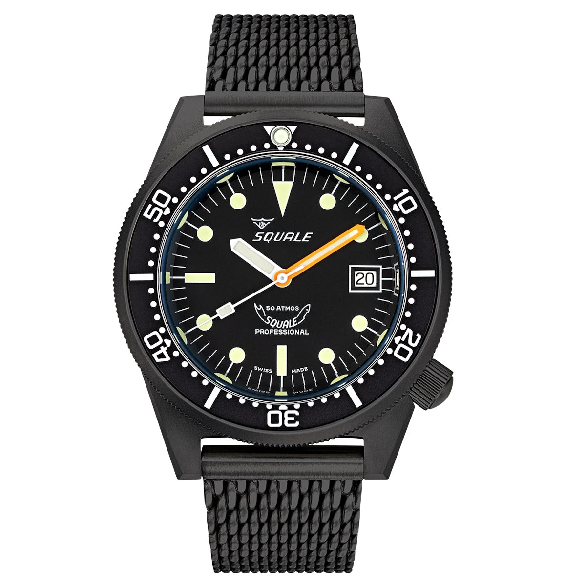 Squale 1521 Black PVD Swiss Made Diver's Watch - Mesh Bracelet - Image 5