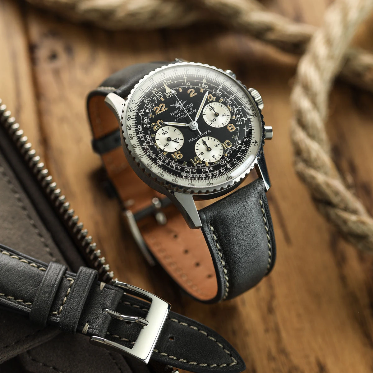 Laverton Padded Patina Calf Leather Watch Strap - Platinum - Image 2