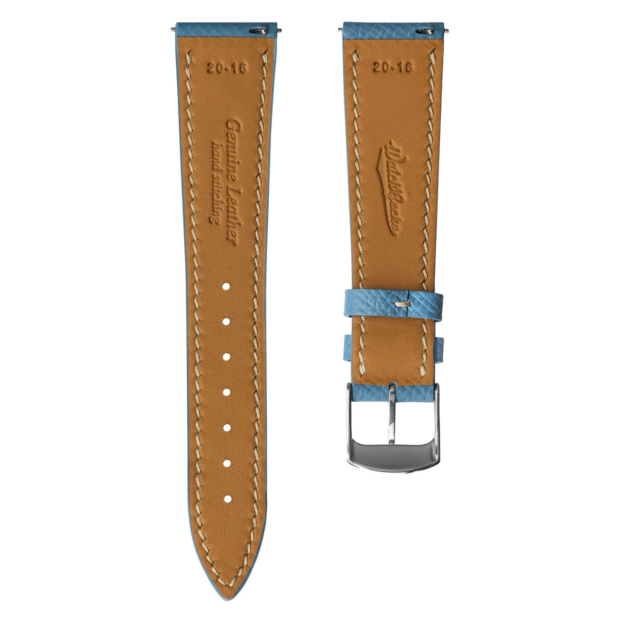 Hanley Epsom Alpine Leather Watch Strap - Light Blue - Image 4