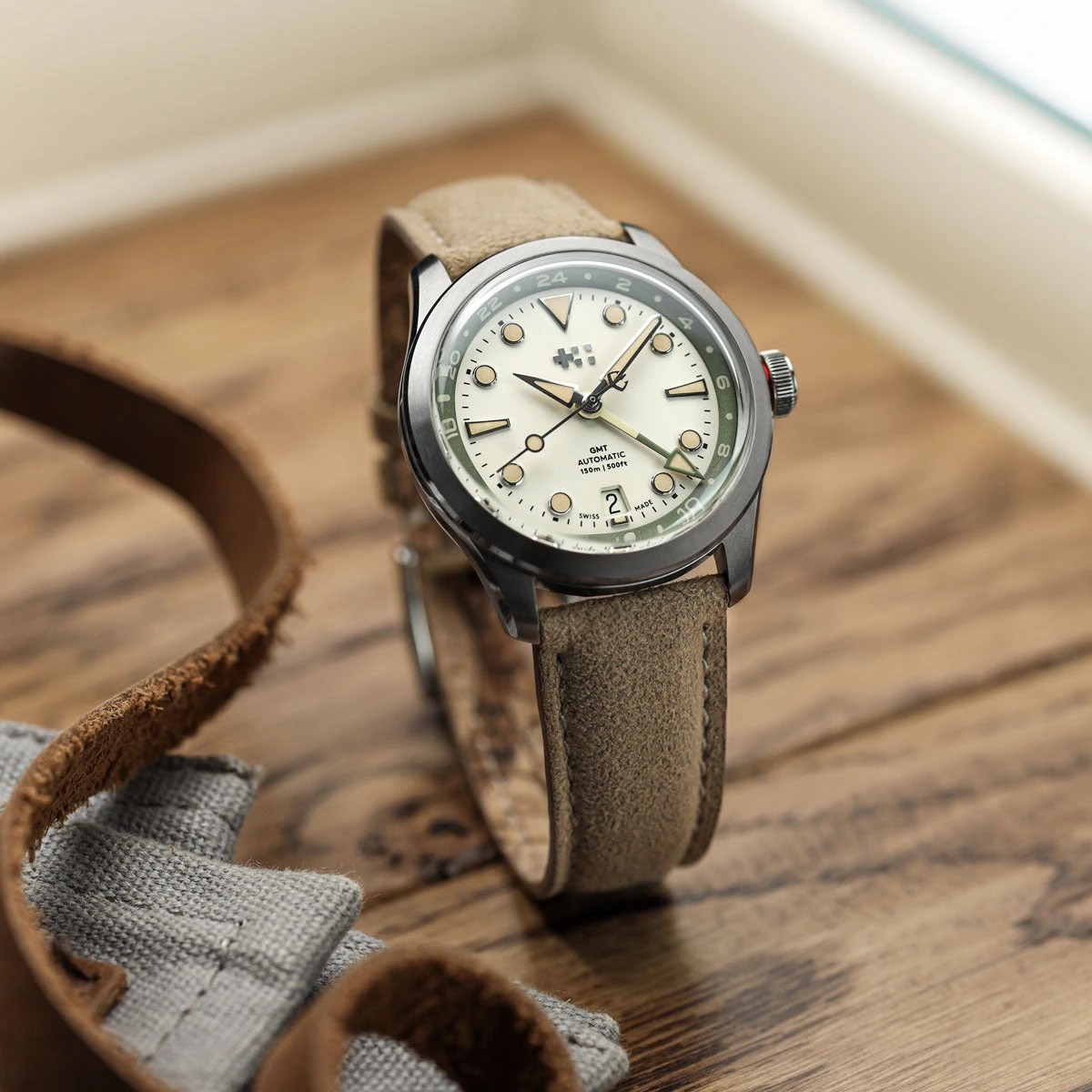 Laverton Padded Alcantara Handmade Watch Strap - Camel - Image 2