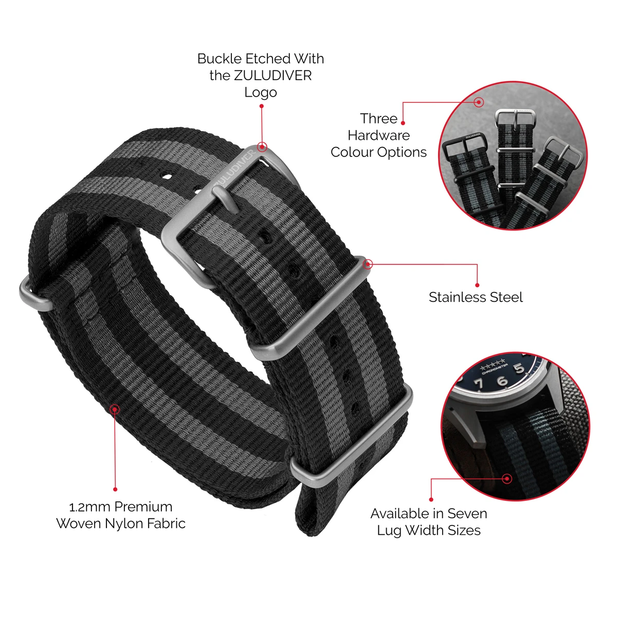 ZULUDIVER 1973 British Military Watch Strap: CADET Bond - Classic - Satin - Image 17