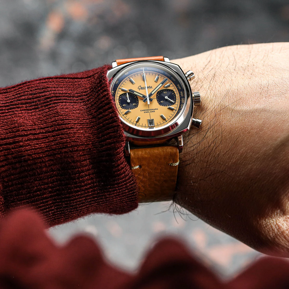 Geckota Chronotimer Chronograph Watch Yellow Racing Dial - Image 2