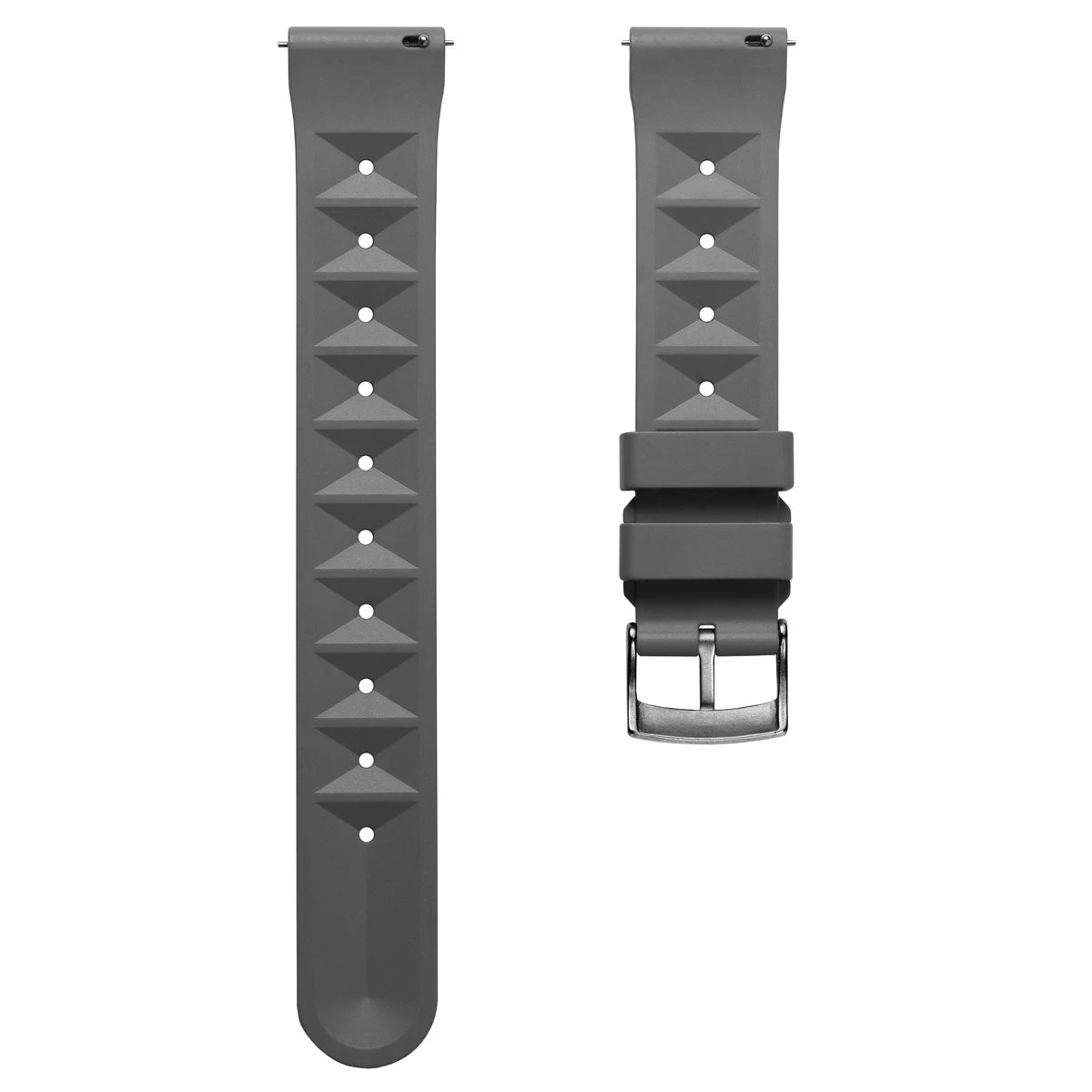 Waffle Pattern Rubber Dive Watch Strap - Grey - Image 5