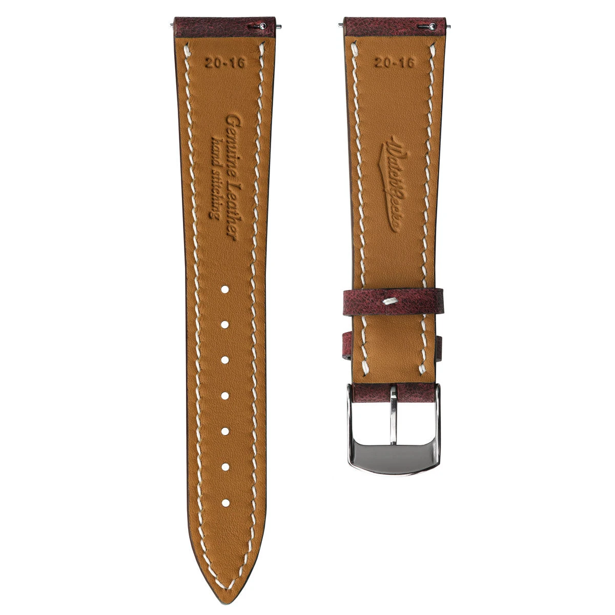 Hanley Crazy Horse Leather Watch Strap - Bordeaux - Image 5