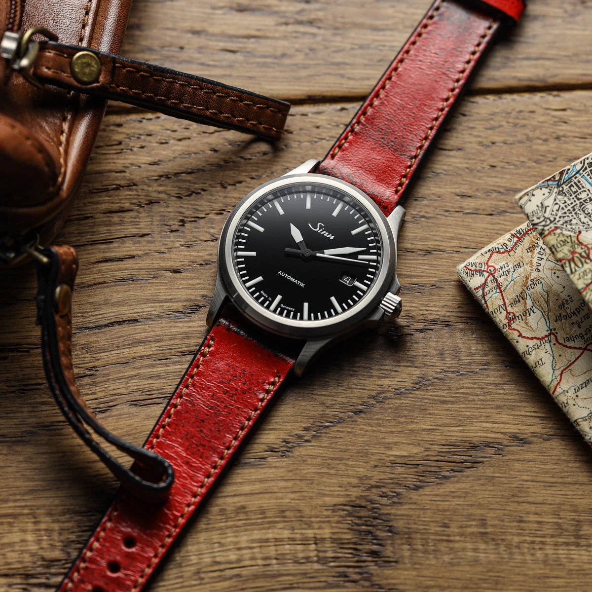 Radstock Vintage Genuine Leather Watch Strap - Bright Red - Image 7