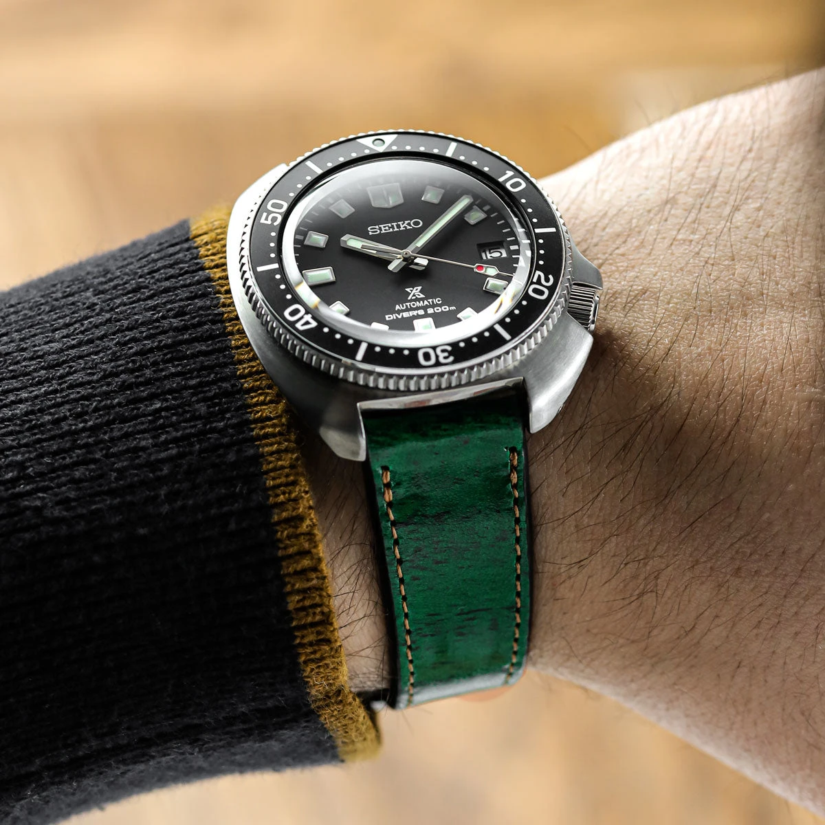 Radstock Vintage Genuine Leather Watch Strap - Vintage Green - Image 2