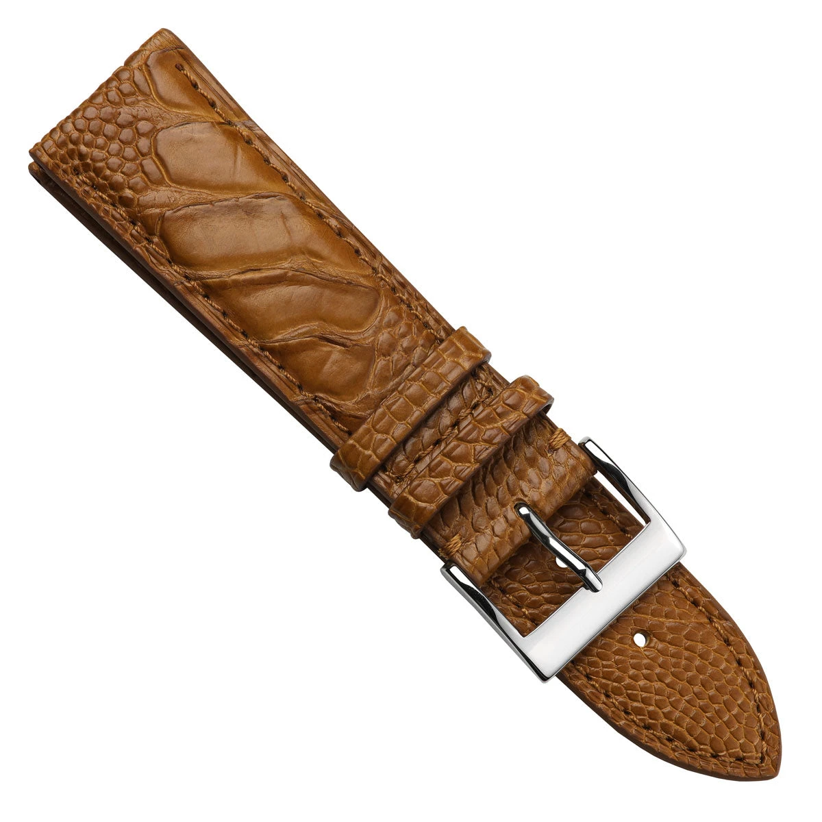 Durbuy Ostrich Leg Handmade Leather Watch Strap - Cognac - Image 15