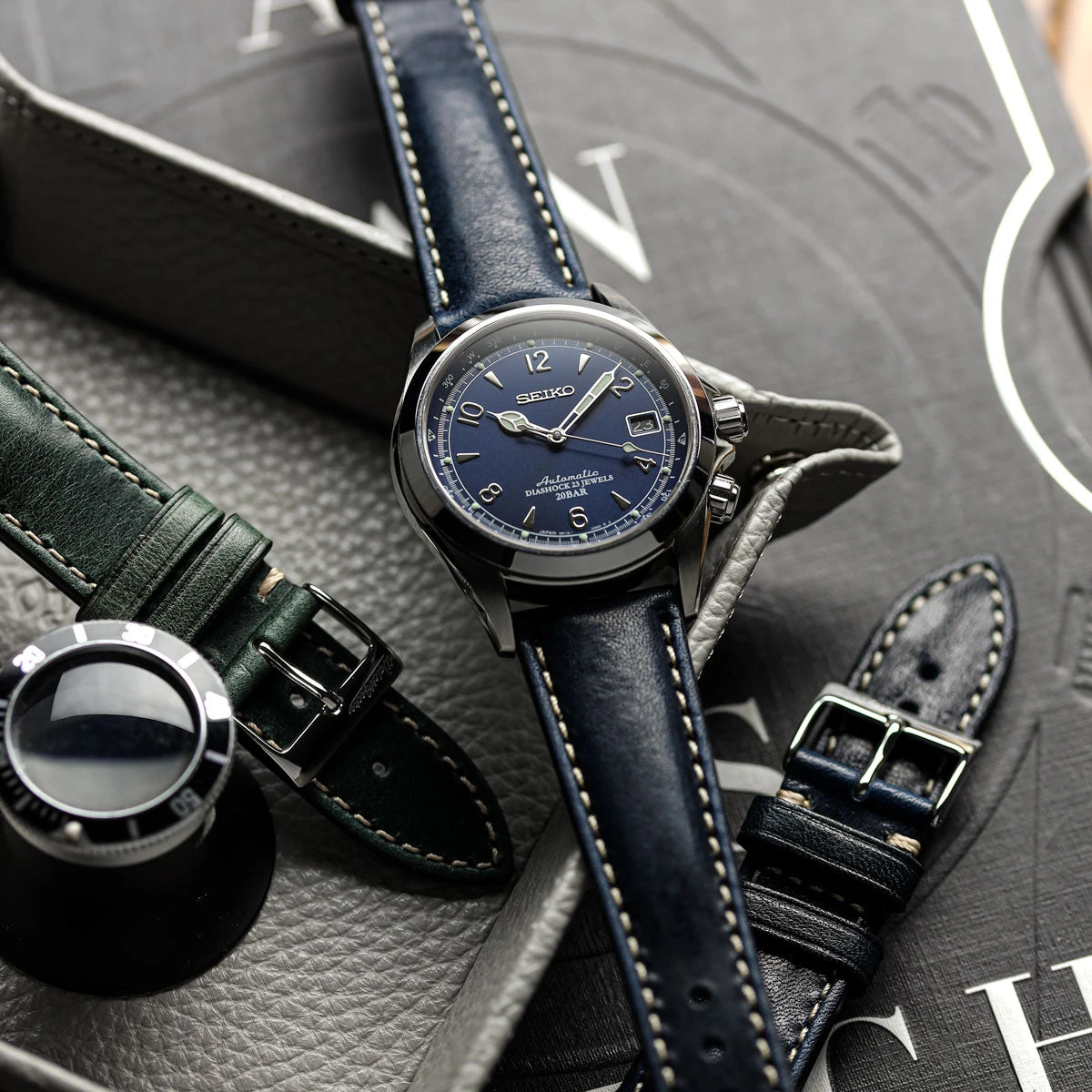 Classic Highley Genuine Leather Watch Strap - Blue - Image 2