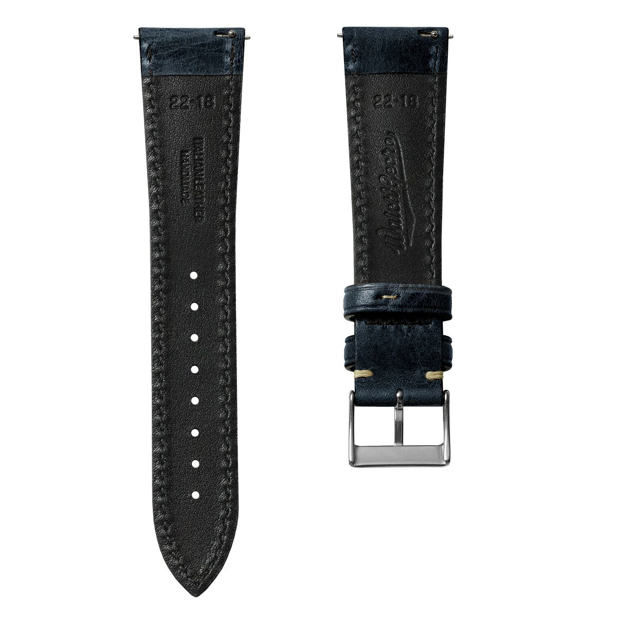 Classic Highley Genuine Leather Watch Strap - Blue - Image 4