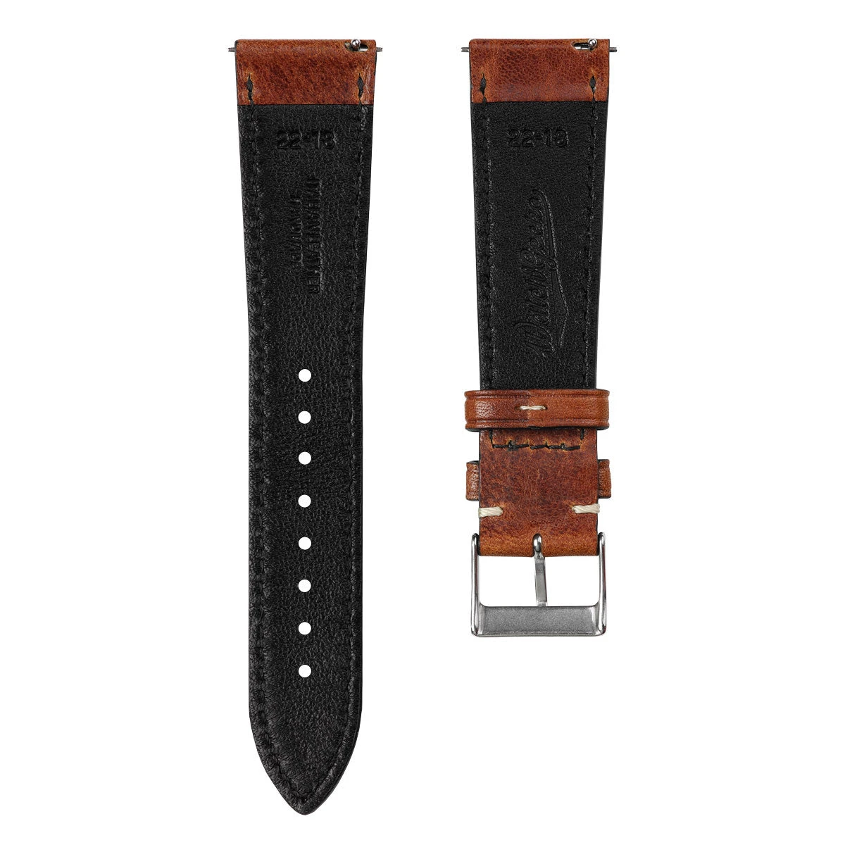 Flat Highley Genuine Leather Watch Strap - Reddish Brown - Image 6