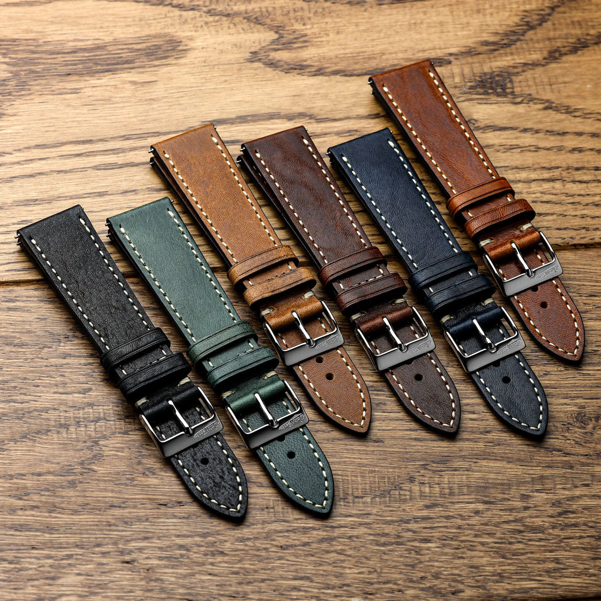 Flat Highley Genuine Leather Watch Strap - Reddish Brown - Image 3