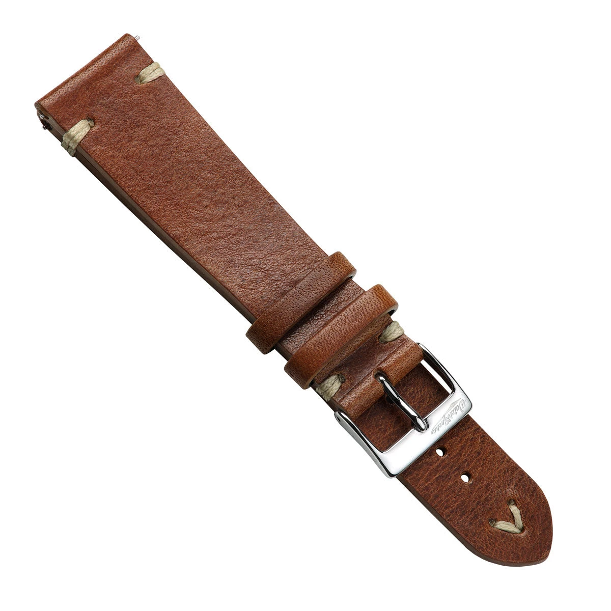 Classic Simple Handmade Italian Leather Watch Strap - Reddish Brown - Image 8