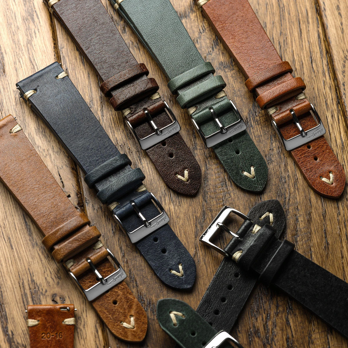 Classic Simple Handmade Italian Leather Watch Strap - Reddish Brown - Image 6