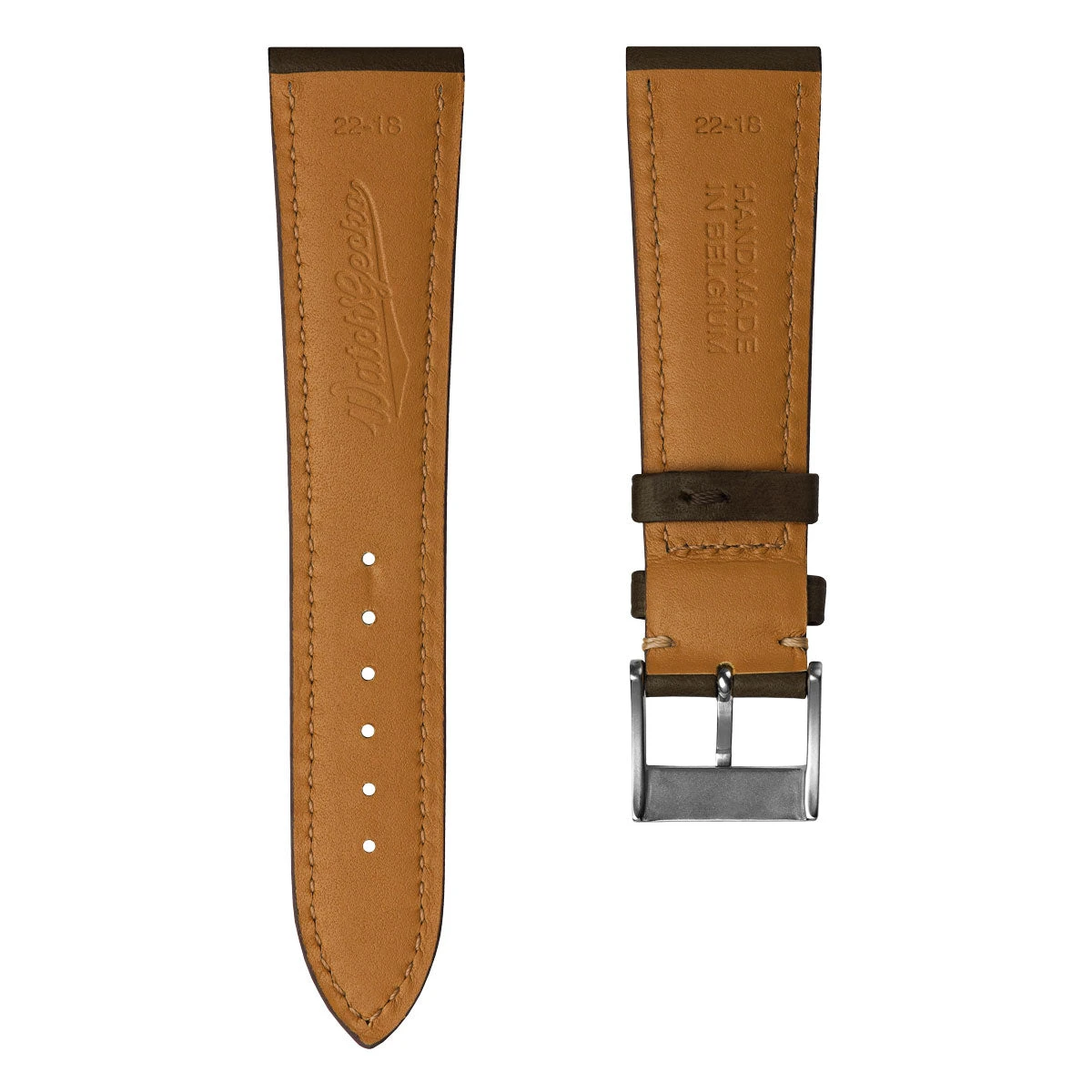 Laverton Padded Cavallo Leather Watch Strap - Chocolate Brown - Image 3