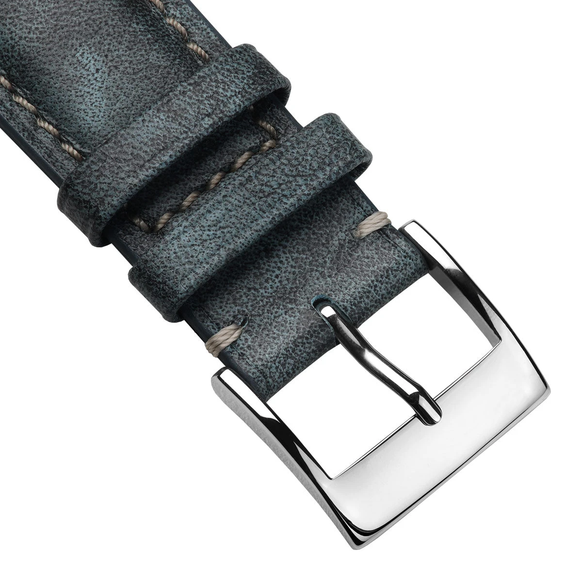 Laverton Padded Patina Calf Leather Watch Strap - Blue Jeans - Image 5