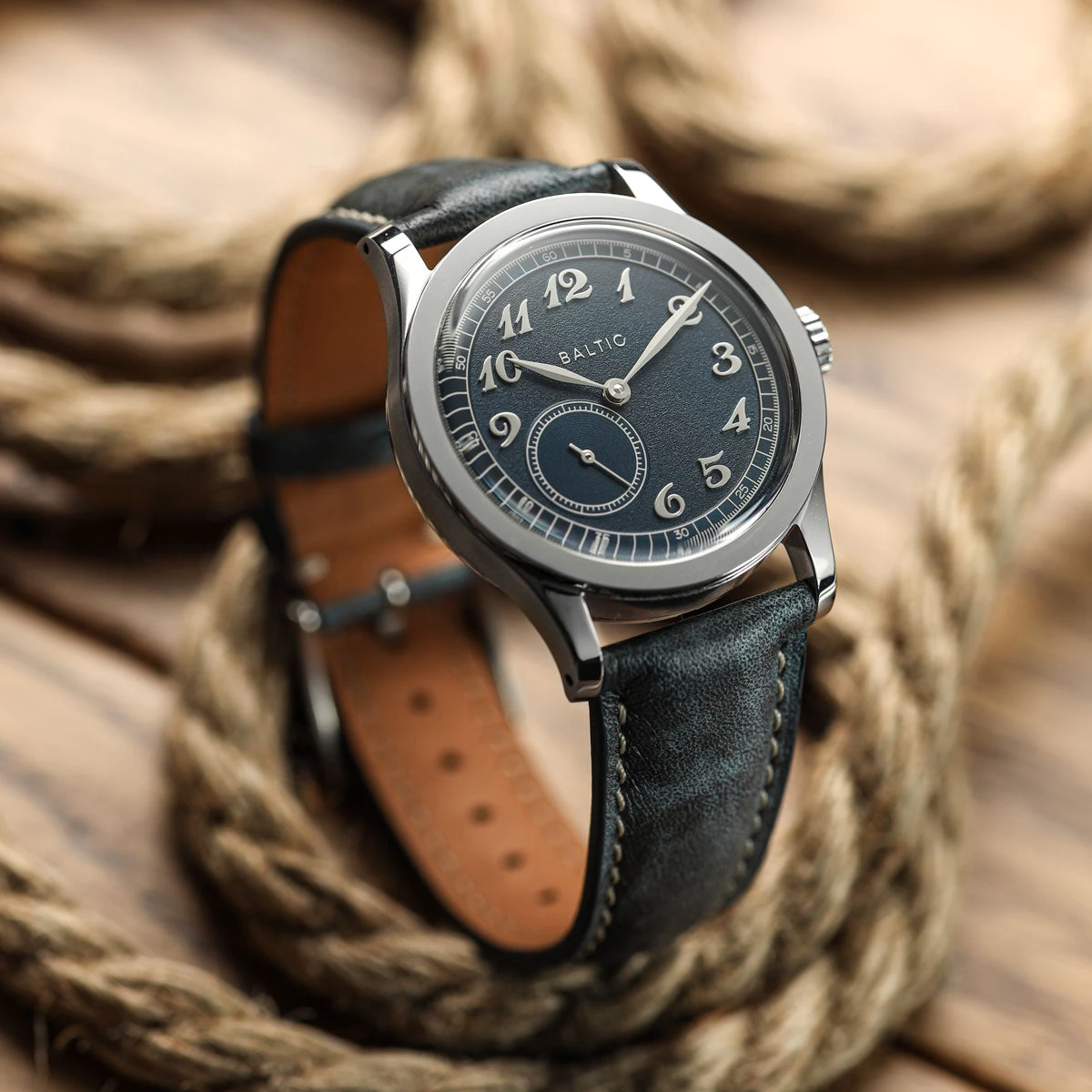 Laverton Padded Patina Calf Leather Watch Strap - Blue Jeans - Image 3