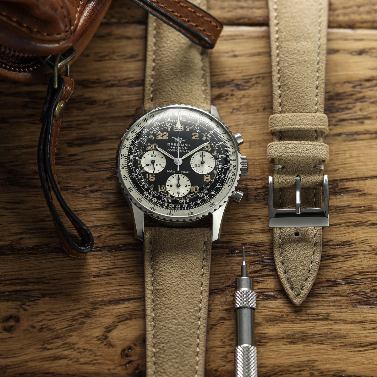 Laverton Padded Alcantara Handmade Watch Strap - Camel - Image 3