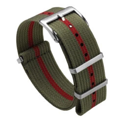 WatchGecko Ridge British Military Watch Strap - Green & Red
