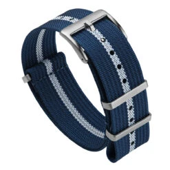 WatchGecko Ridge British Military Watch Strap - Navy & White