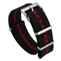 WatchGecko Ridge British Military Watch Strap - Black & Red