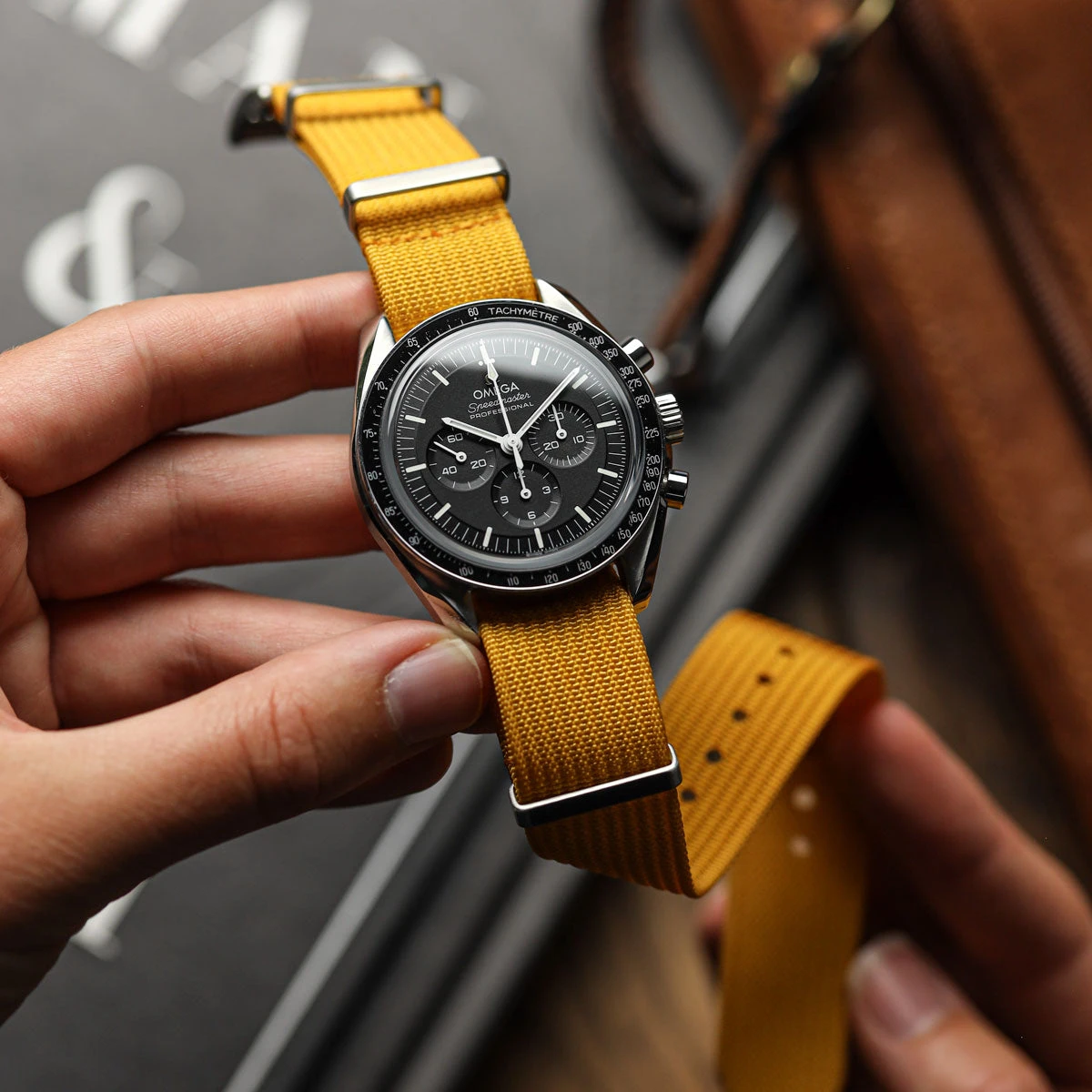 WatchGecko Ridge Military Nylon Watch Strap - Yellow - Image 6