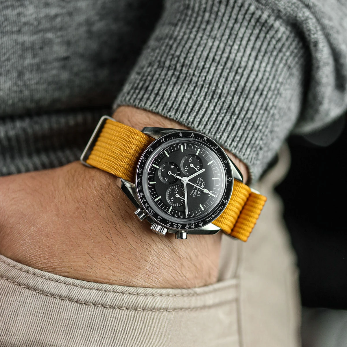 WatchGecko Ridge Military Nylon Watch Strap - Yellow - Image 5