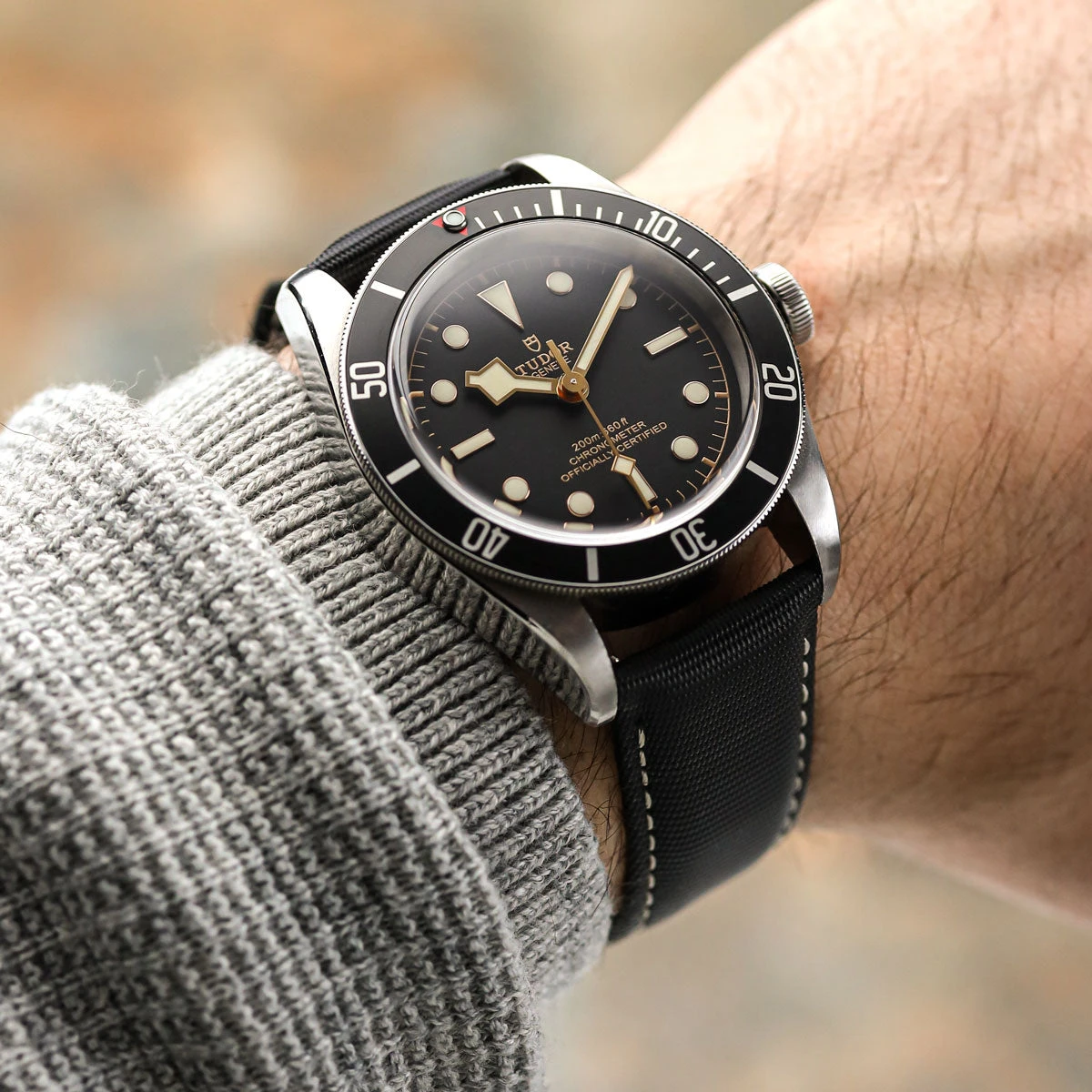 ZULUDIVER Mayday Sailcloth Padded Divers Watch Strap - Off White Stitching - Image 2