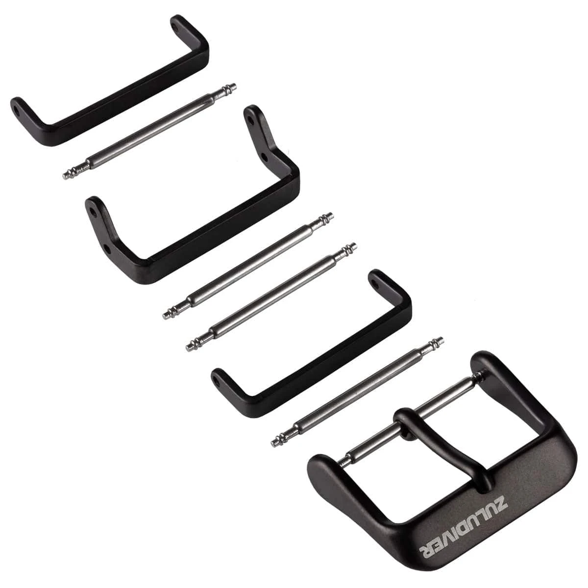 Replacement Buckle Set For ZULUDIVER Seaton FKM Rubber Watch Strap - IP Black - Image 2