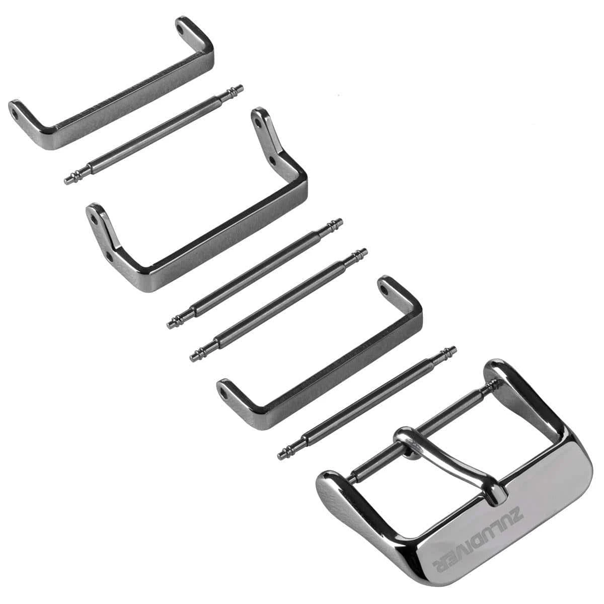 Replacement Buckle Set For ZULUDIVER Seaton FKM Rubber Watch Strap - Polished