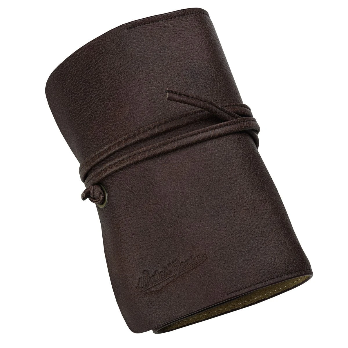 WatchGecko Genuine Leather Rectangular Watch Roll - Brown / Gold - Image 2