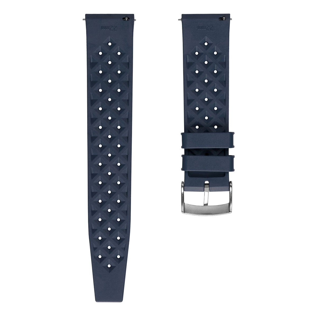 Classic Vintage Style Rubber Watch Strap - Deep Sea Blue - Image 7