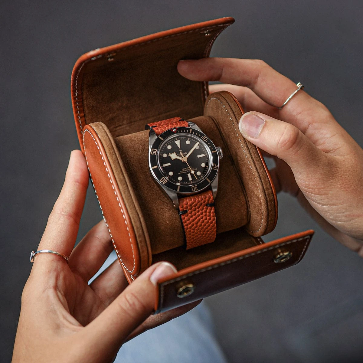 Geckota Genuine Leather Watch Box - Black - Image 2