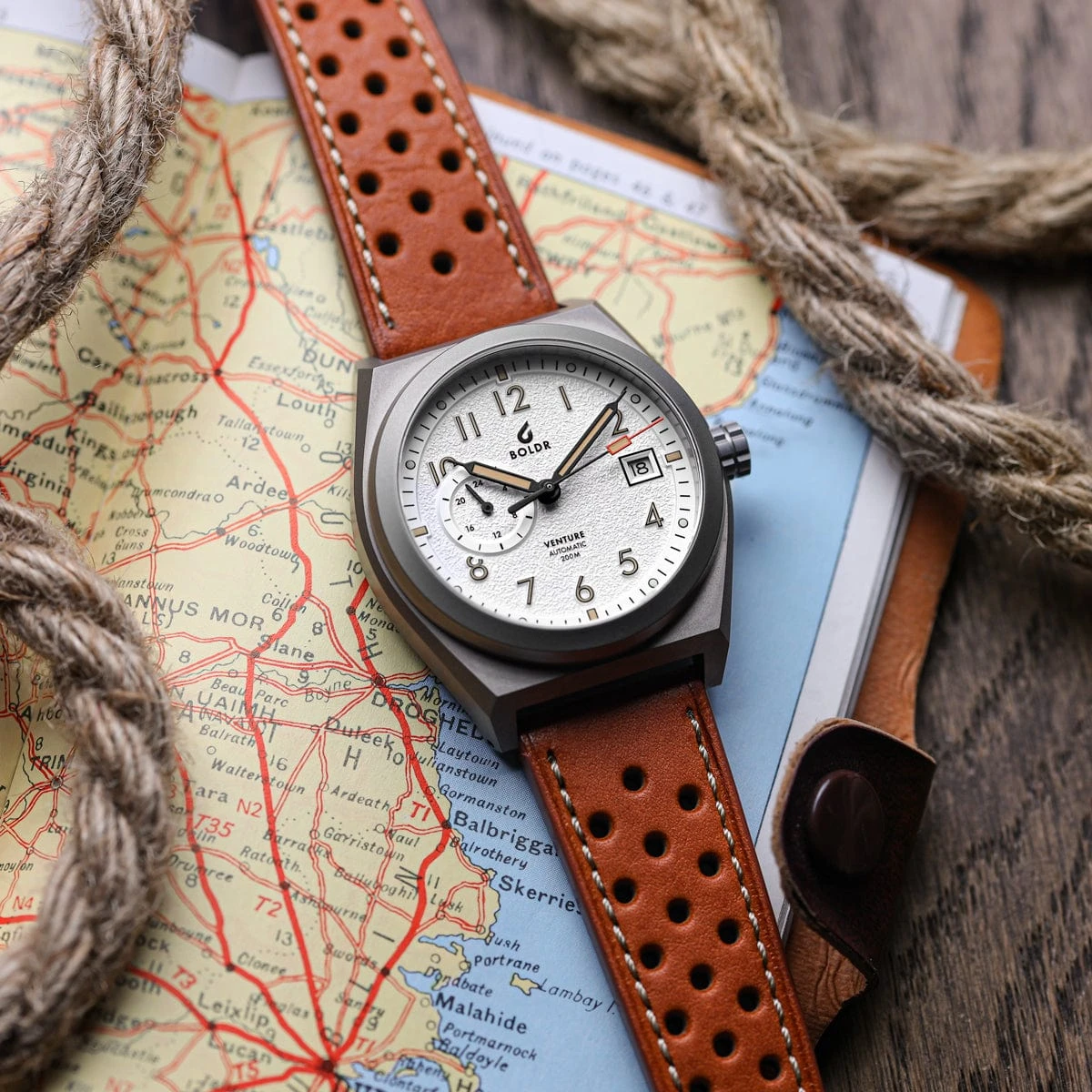 Beaufort Racing Conceria Opera Suede Perforated Watch Strap - Taupe - Image 9