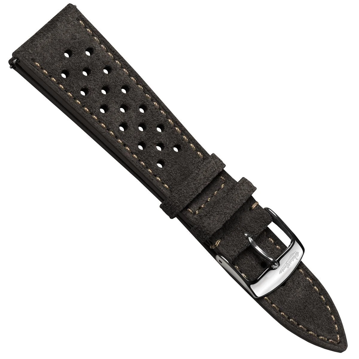 Beaufort Racing Conceria Opera Suede Perforated Watch Strap - Taupe - Image 16