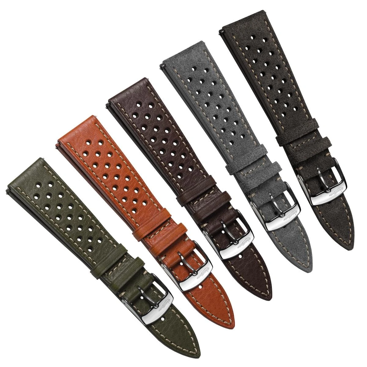 Beaufort Racing Conceria Opera Suede Perforated Watch Strap - Taupe - Image 14