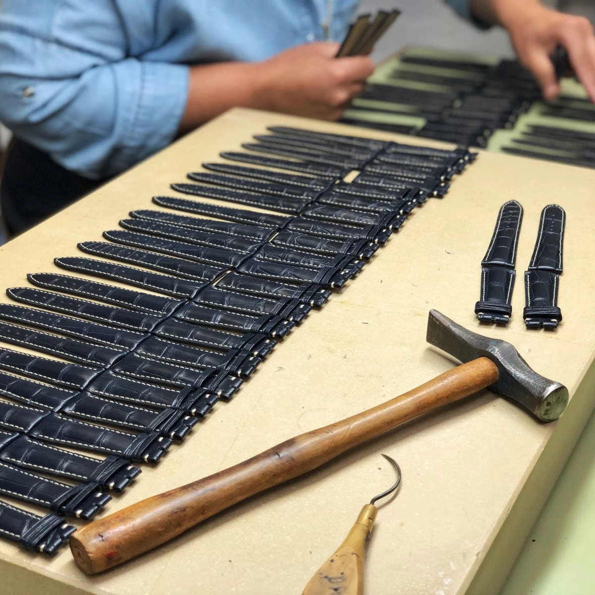 Laverton Padded Patina Calf Leather Watch Strap - Platinum - Image 7