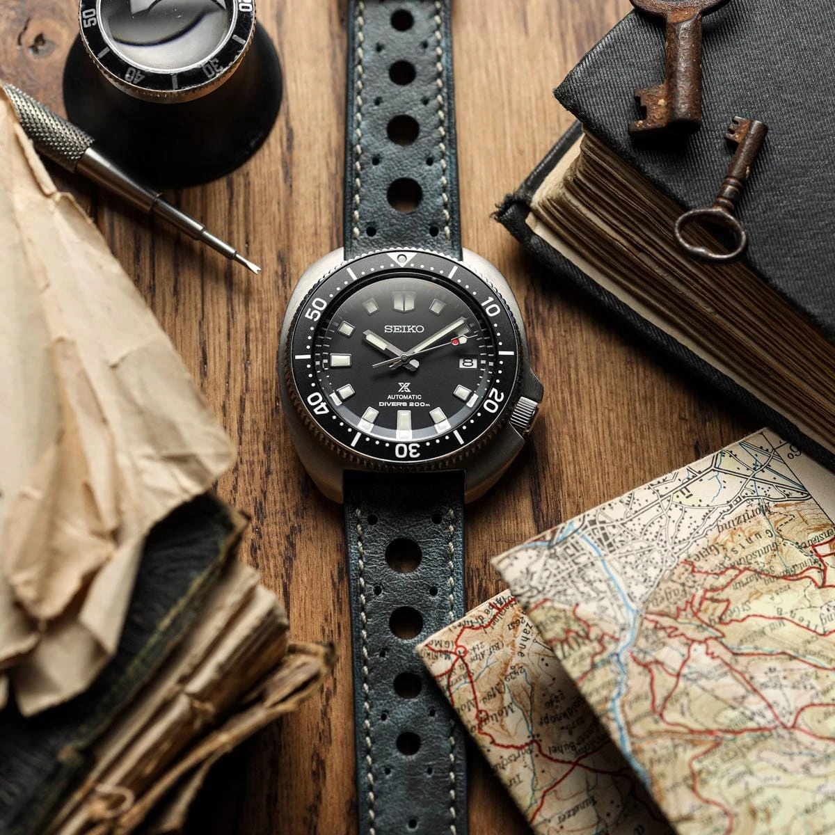 Boutsen Racing Handmade Leather Watch Strap - Blue Jeans - Image 2