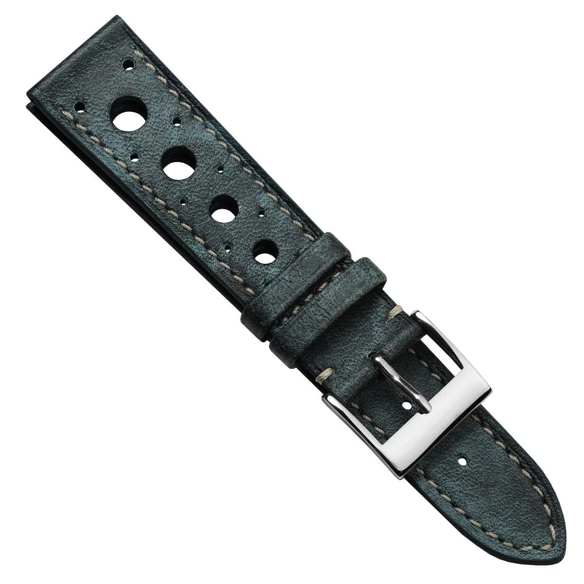 Boutsen Racing Handmade Leather Watch Strap - Blue Jeans - Image 3
