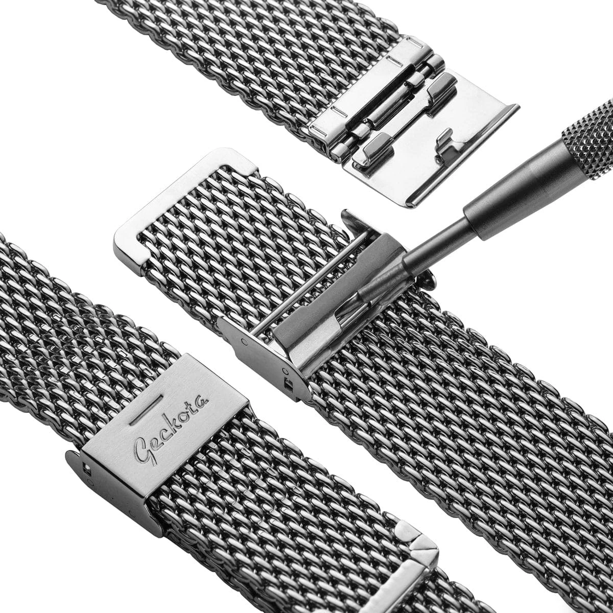 Classic Style Stainless Steel Milanese Mesh Watch Strap - Polished - Image 10