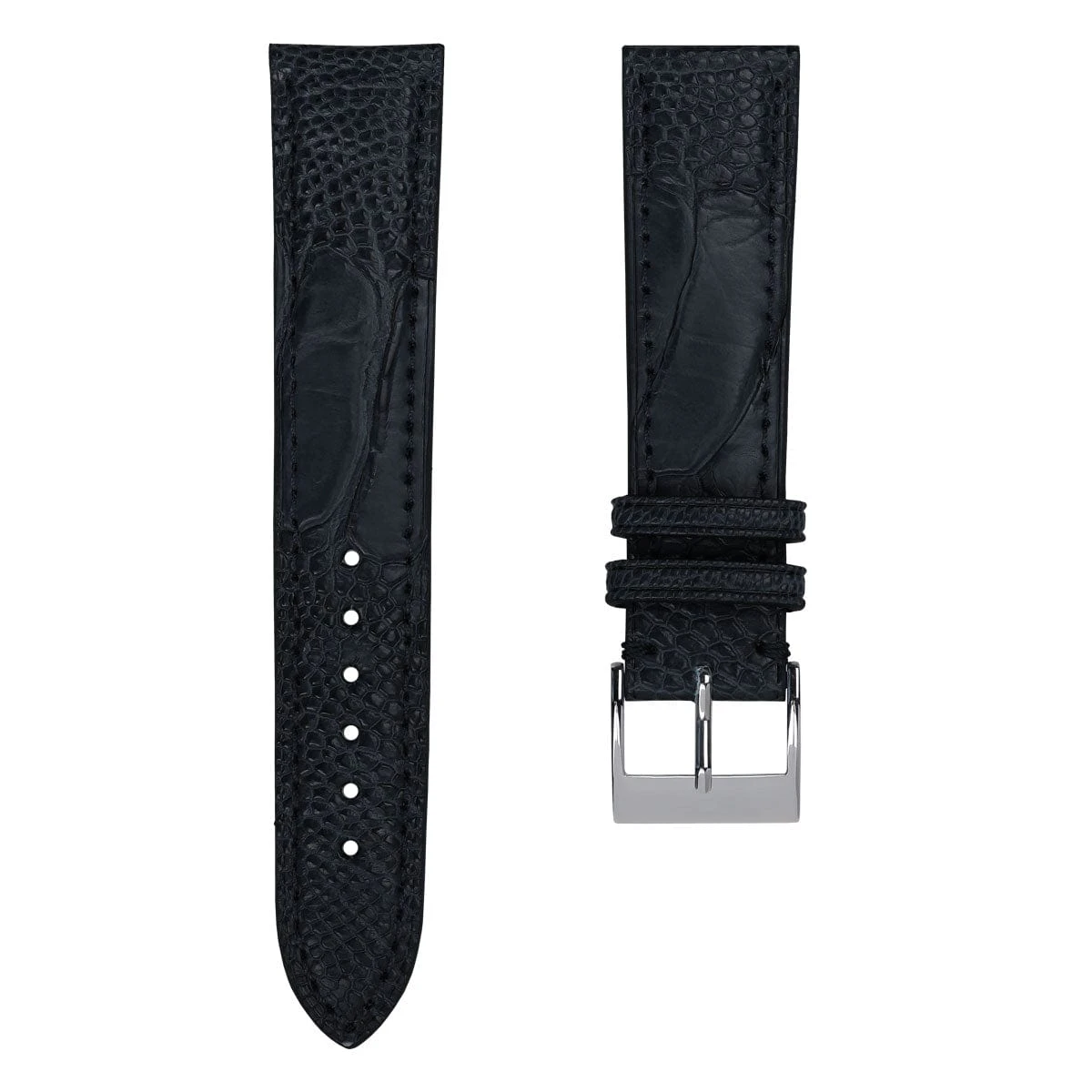 Durbuy Ostrich Leg Handmade Leather Watch Strap - Blue