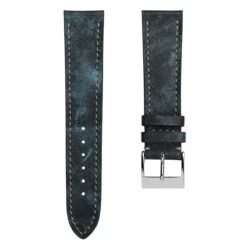 Rochefort Flat Patina Calf Leather Watch Strap - Blue Jeans