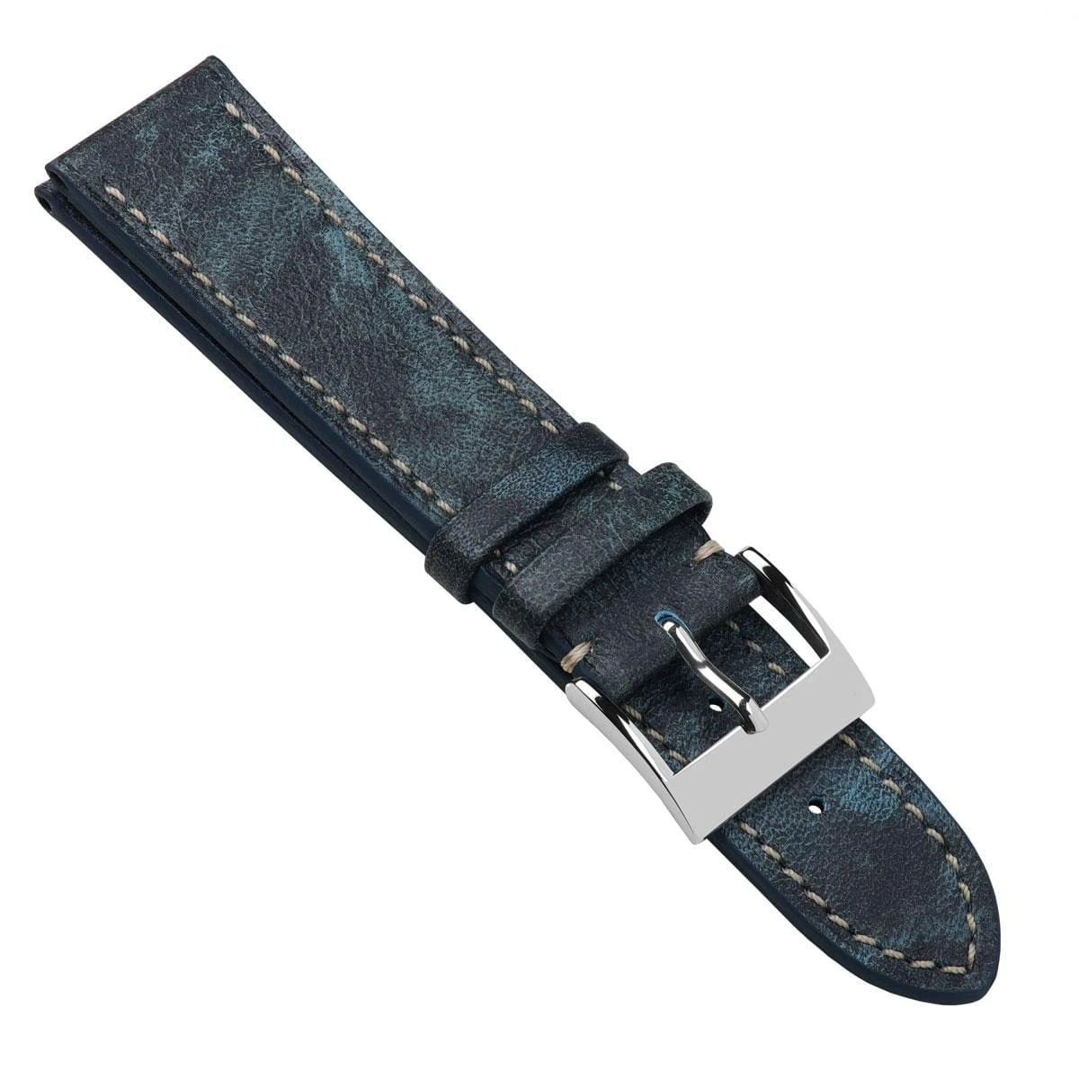 Rochefort Flat Patina Calf Leather Watch Strap - Blue Jeans - Image 16