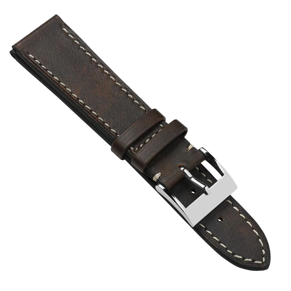Rochefort Flat Patina Calf Leather Watch Strap - Chocolate Brown - Image 18