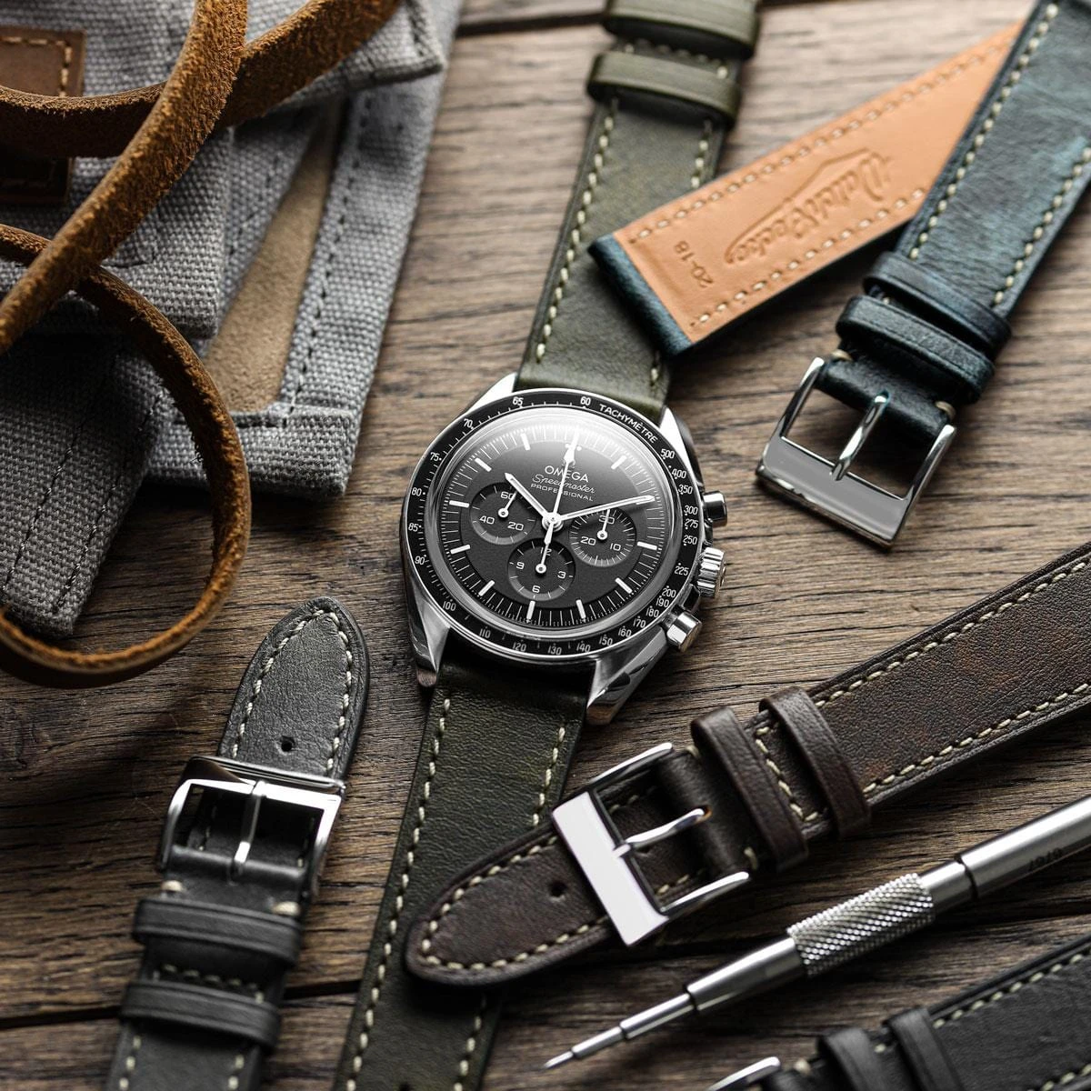 Rochefort Flat Patina Calf Leather Watch Strap - Chocolate Brown - Image 6