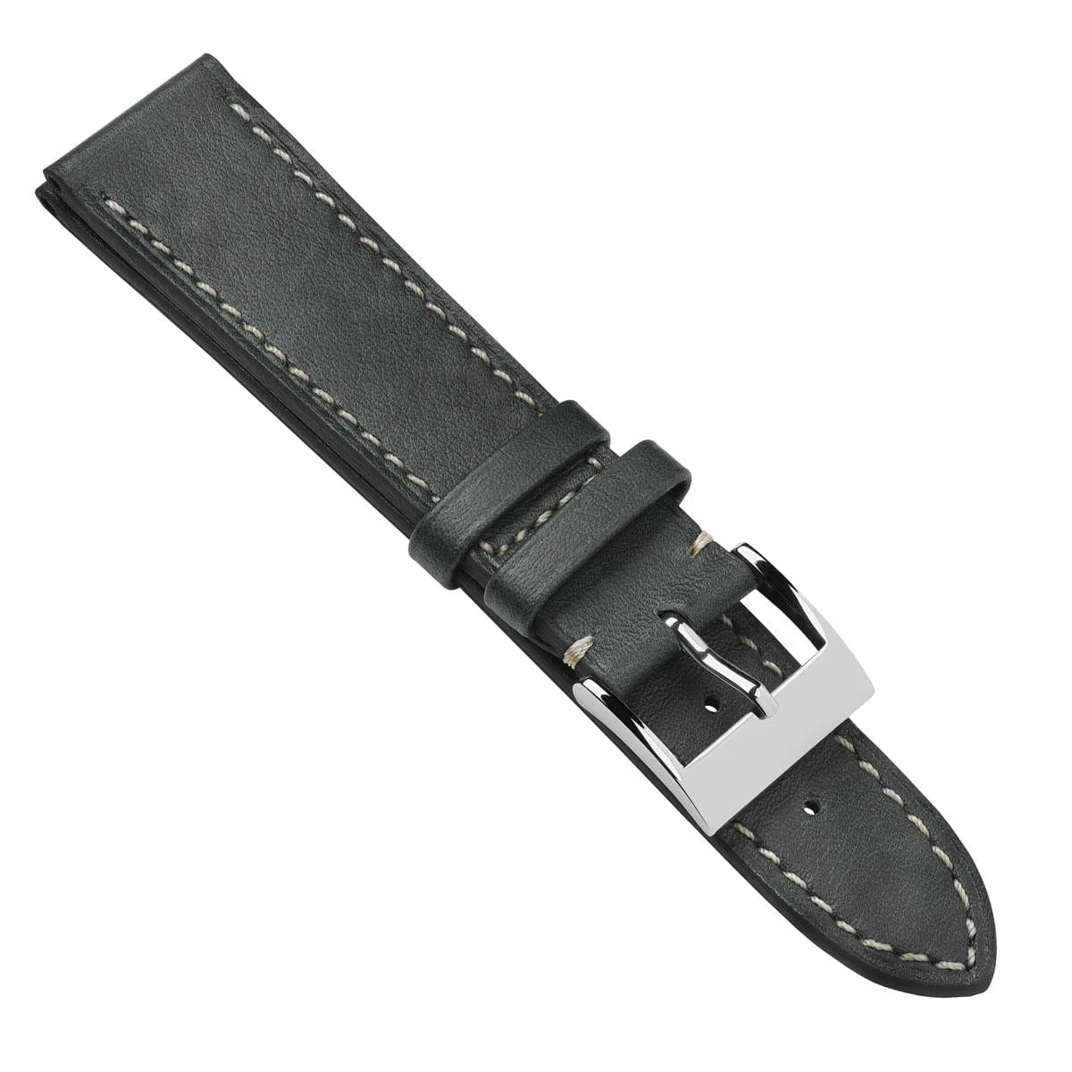 Rochefort Flat Patina Calf Leather Watch Strap - Platinum - Image 16