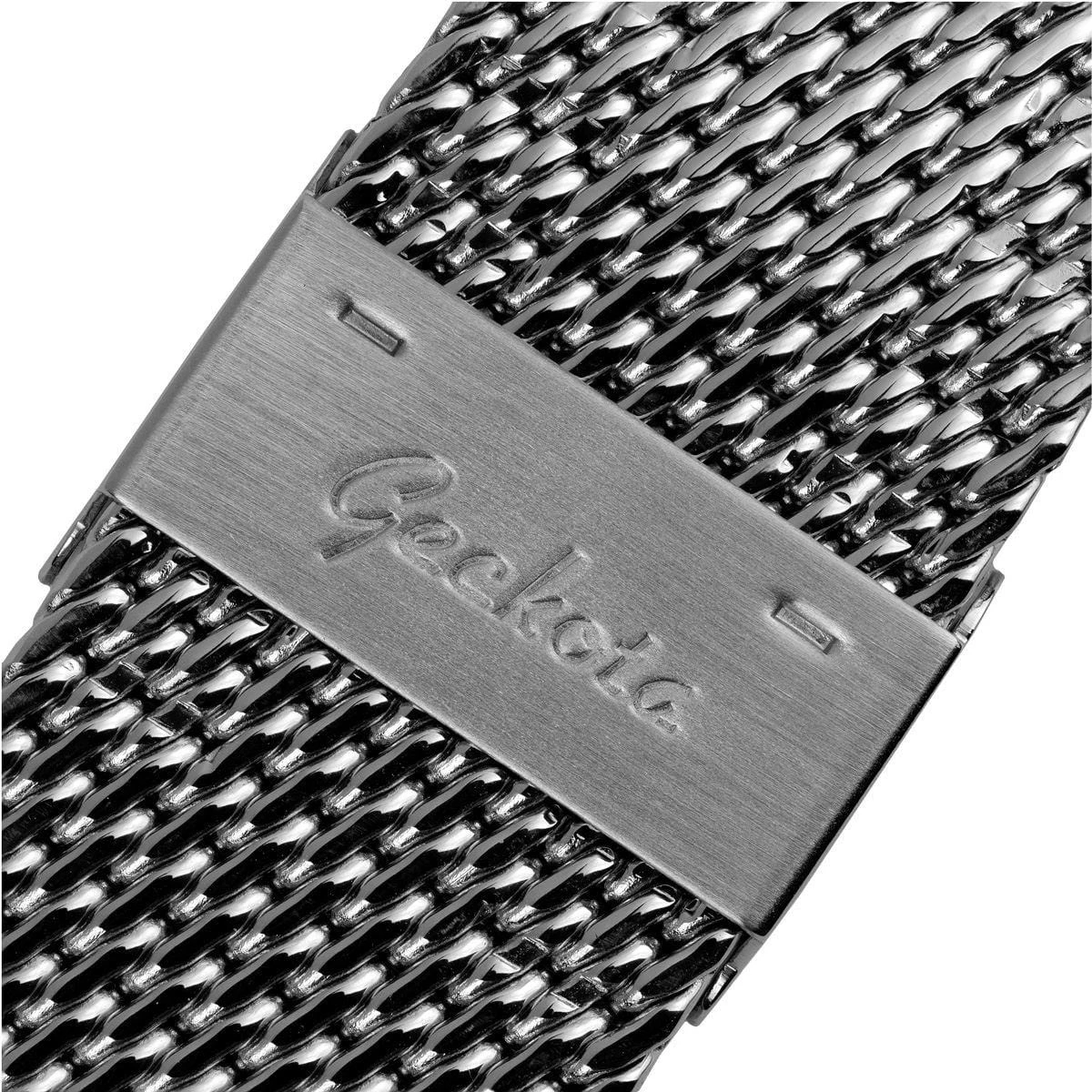 Geckota "Oblique" Milanese Mesh Stainless Watch Strap - Polished - Image 3