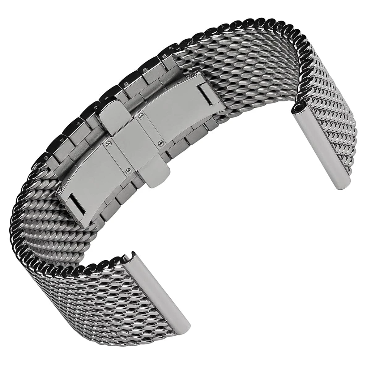 German Butterfly Mesh 316L Stainless Steel Watch Strap - Polished - Image 4
