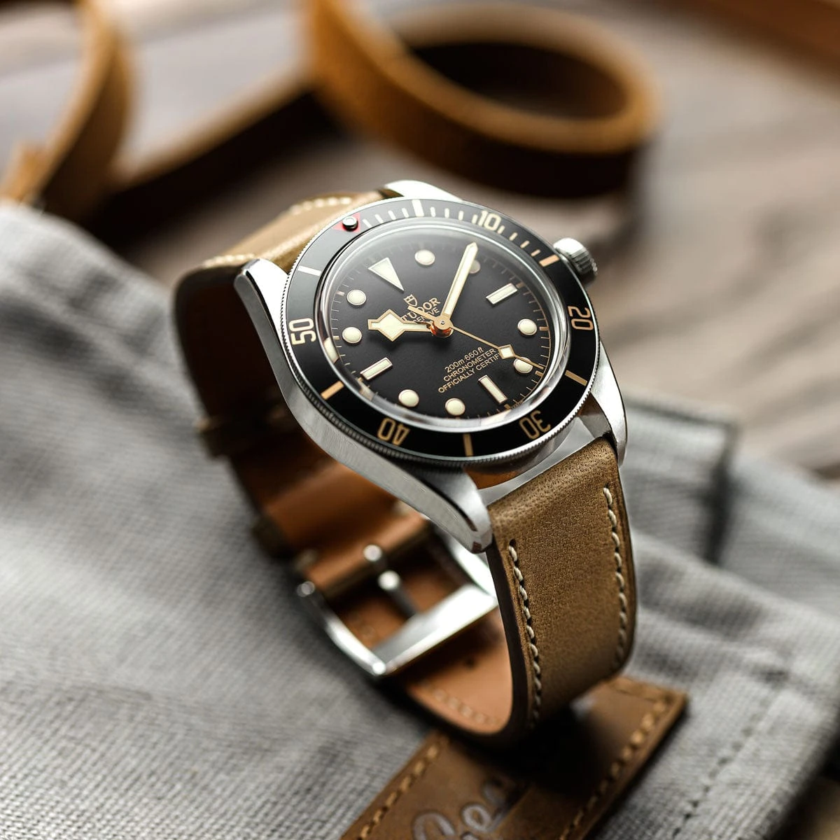 Leuven Cavallo Flat Handmade Horse Leather Watch Strap - Beige - Image 4