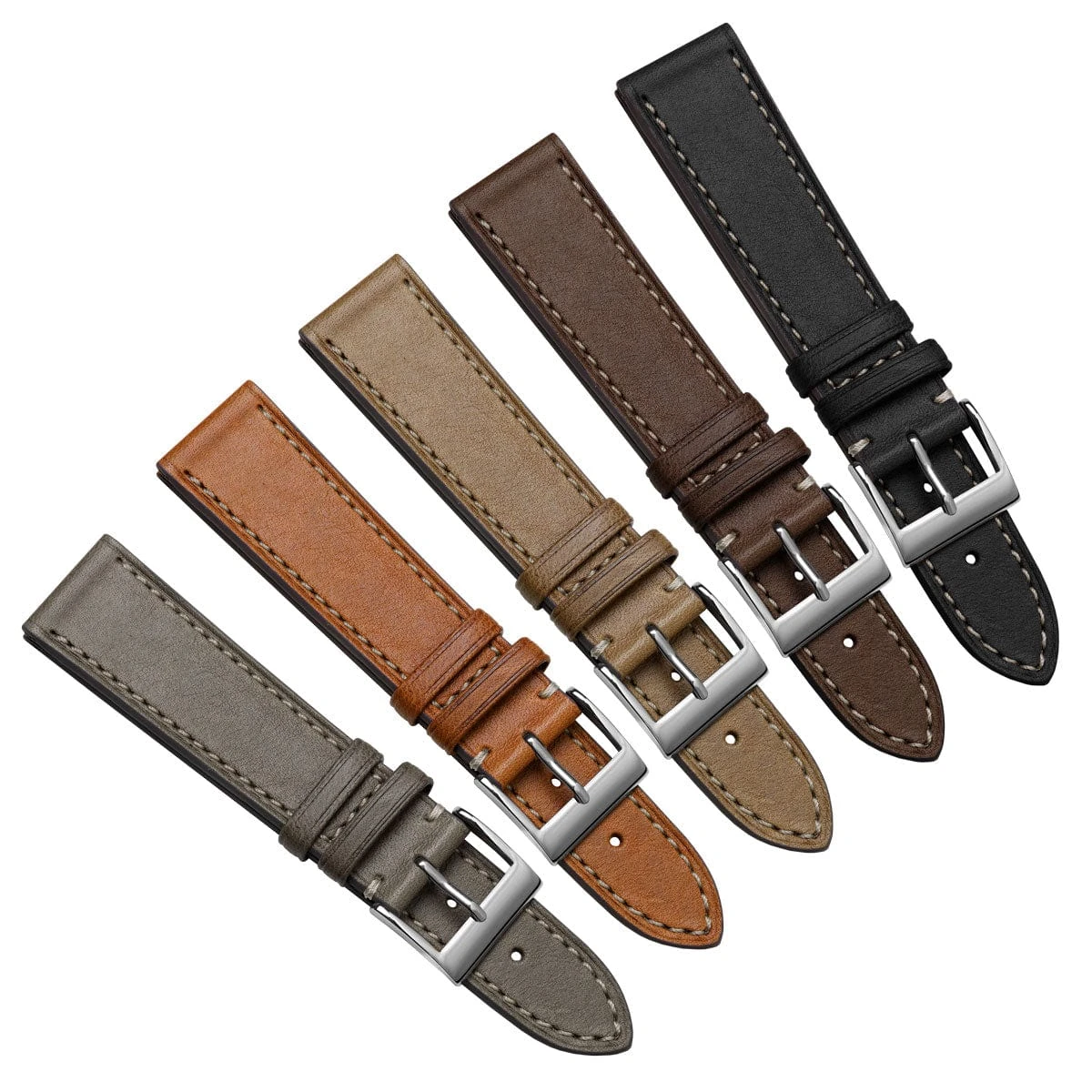 Leuven Cavallo Flat Handmade Horse Leather Watch Strap - Light Brown - Image 5